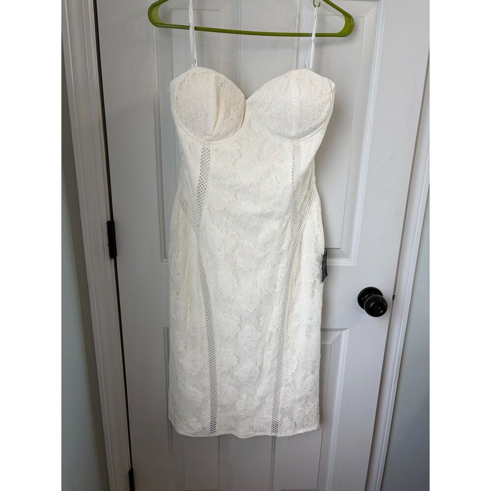 NWT Lulu's Bridal Love Forever Always Ivory Lace Bustier Strapless Midi Dress XL